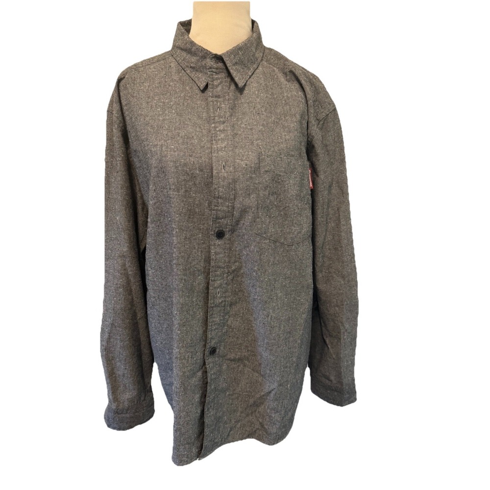 Wolverine Gray Shirt Men's‎ Size XL Cotton Button-Up Long Sleeves Pocket
